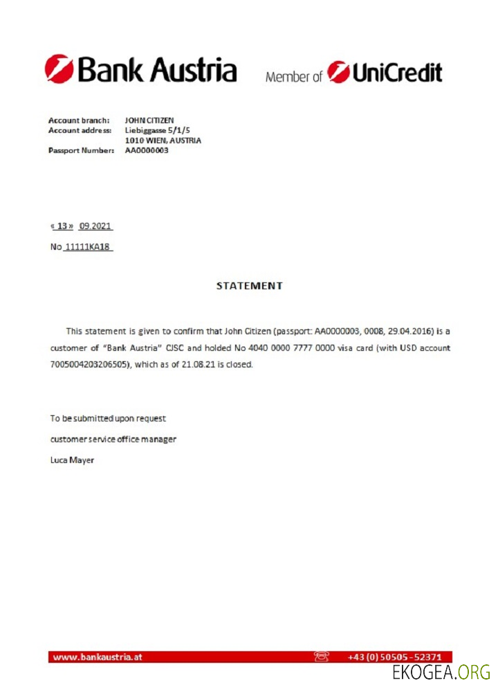 Référence Austria , Bank Austria , closure